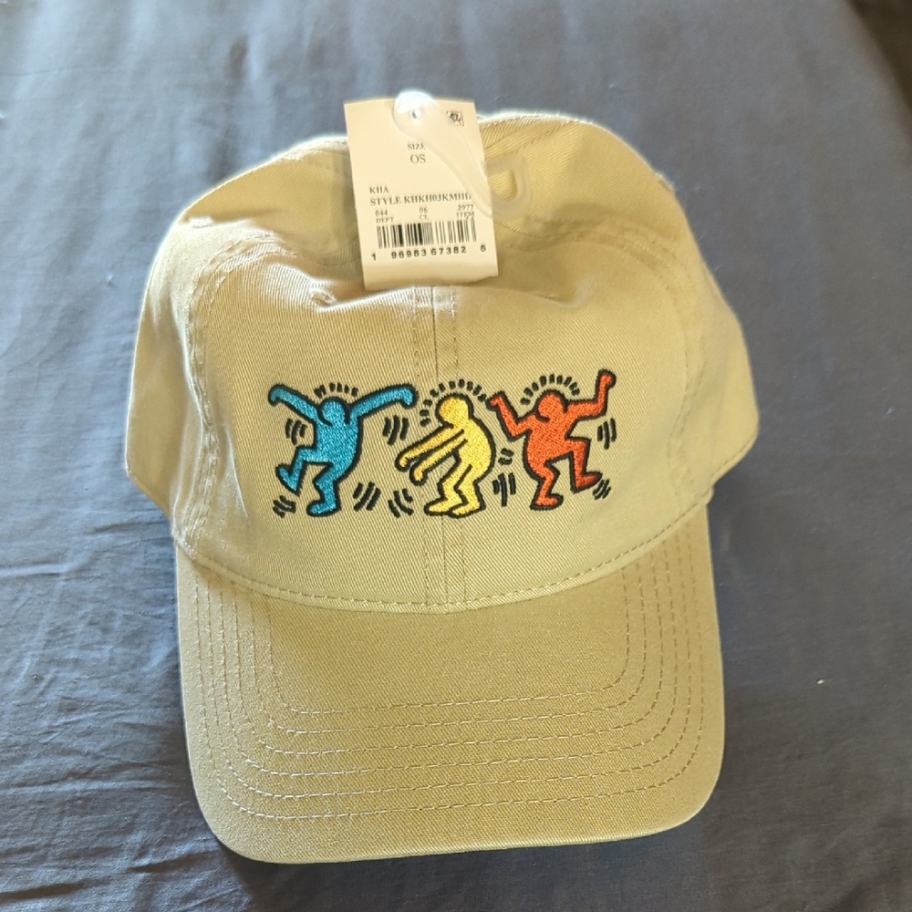 Keith Haring Dancing Figures Art Adjustable Khaki Strap Back Cap Hat